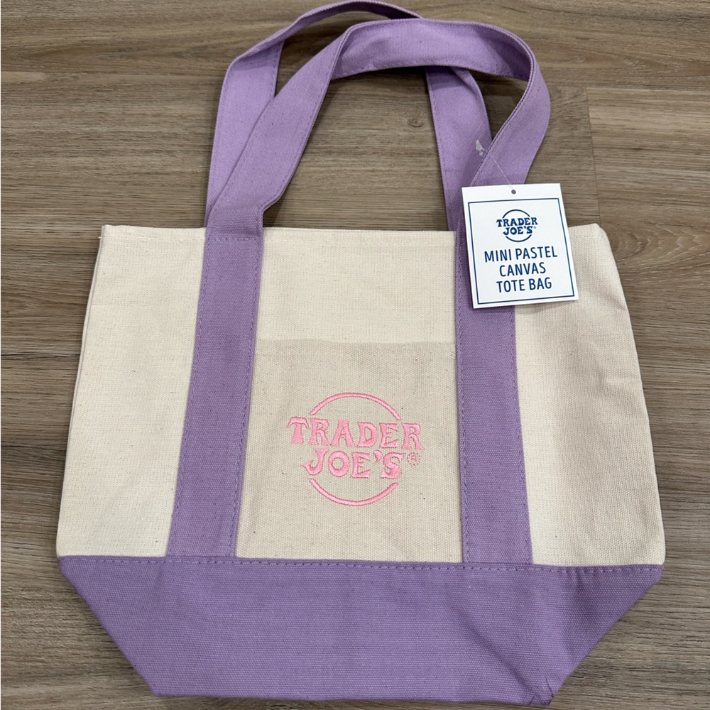 Trader Joe’s Mini Tote Bag Lavender Canvas Tote Bag NWT